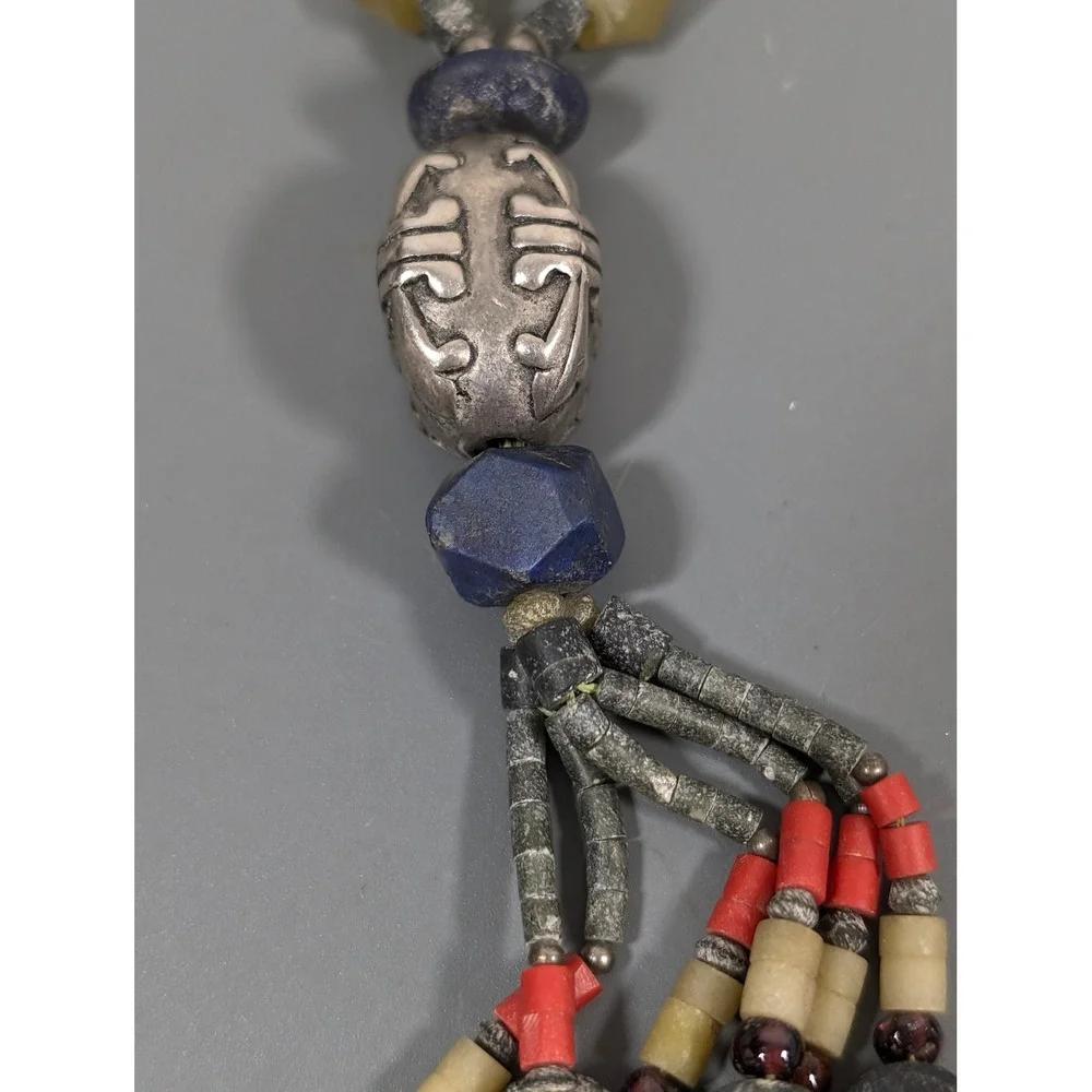 Boho‎ Tassel Necklace Stone Look Beads Red Black Tribal Statement 18